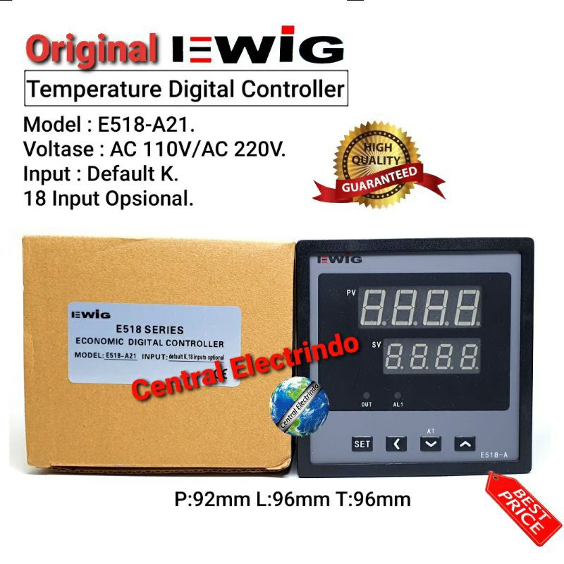 Temperature Controller/Thermo Control Digital E508-A 96x96mm EWIG.