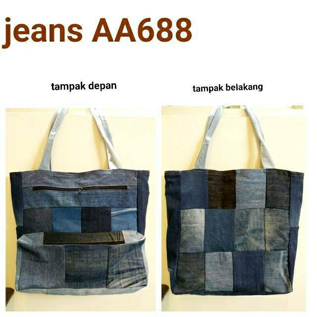 Tas jeans casual wanita denim bag import tali panjang