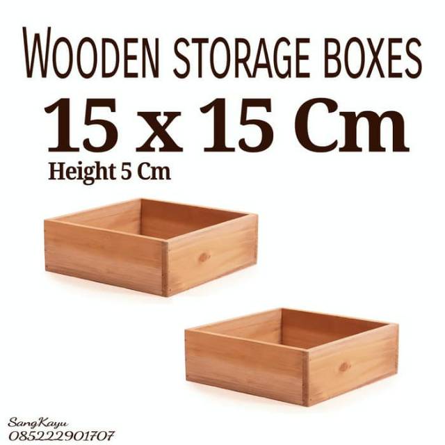 Wooden storage box 15x15x5 Cm Kotak kayu kotak seserahan penyimpanan