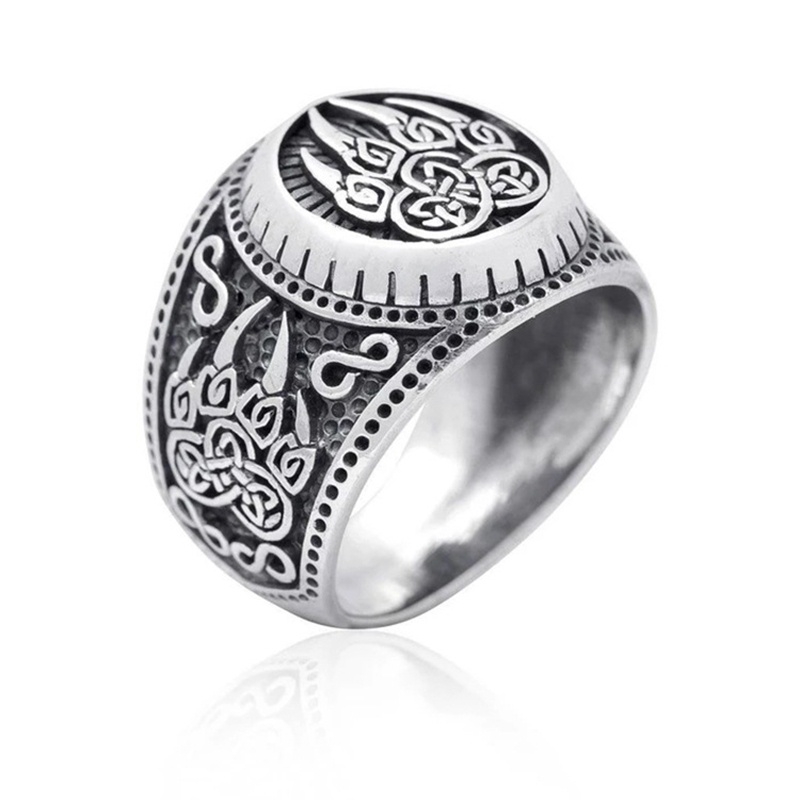 Cincin Celtic Bentuk Cakar Beruang Bahan Stainless Steel 316l Gaya Retro Untuk Pria