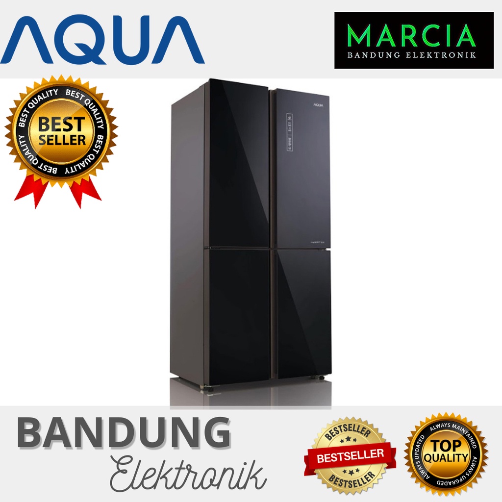 Aqua Japan Kulkas SIDE BY SIDE MULTIDOOR AQR-IG 525 AM GB Glass Black 456 Liter