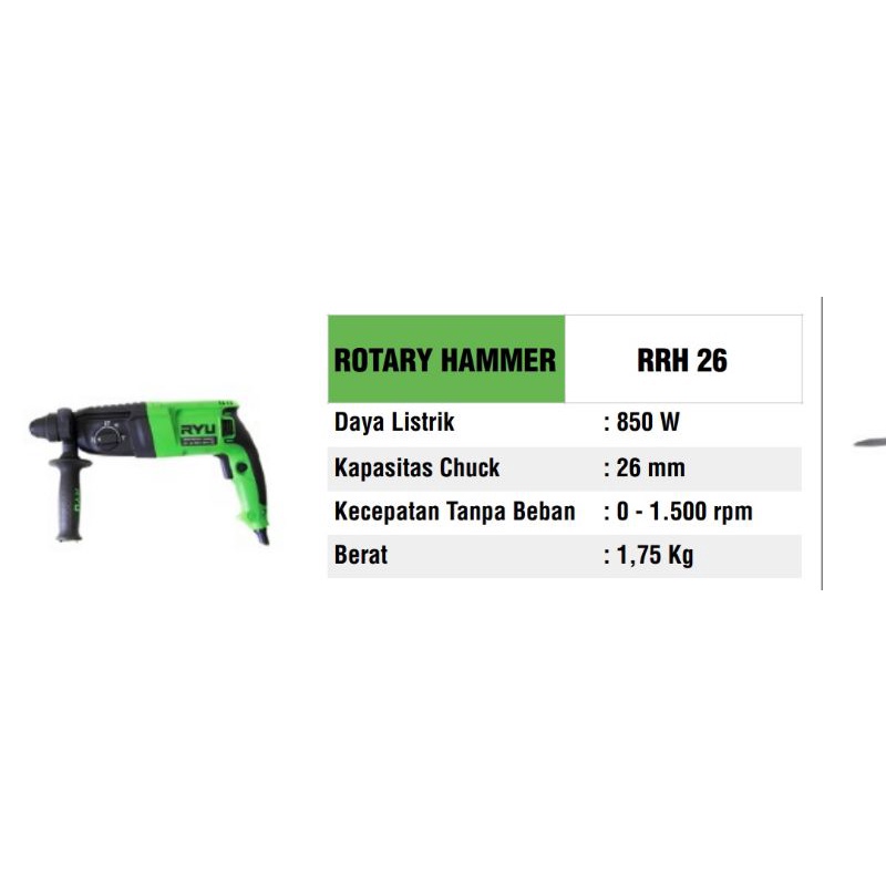 BOR ROTARY HAMMER RYU RRH 26