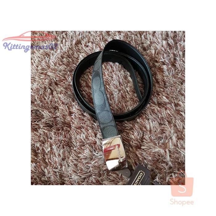 IKAT PINGGANG PRIA GESPER SABUK KTG2I1220 COACH ORIGINAL COACH BELT SIGNATURE BLACK SQUARE