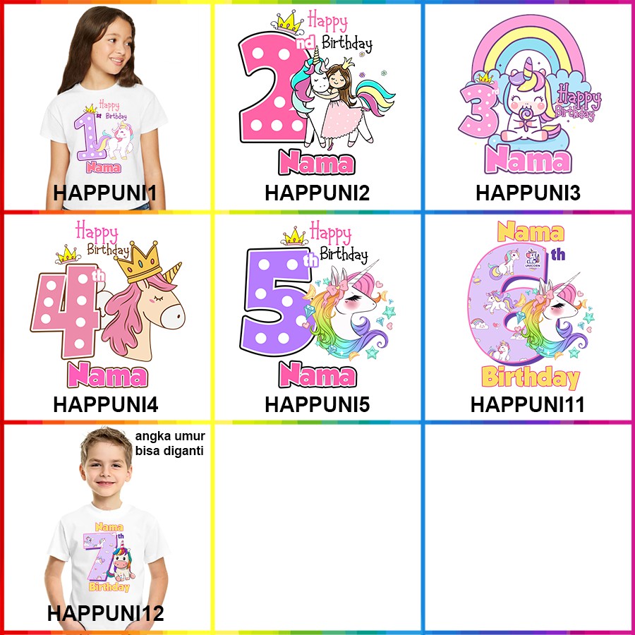 [FREE NAMA!!] Baju Kaos COUPLE DEWASA UNICORN BANYAK MOTIFF