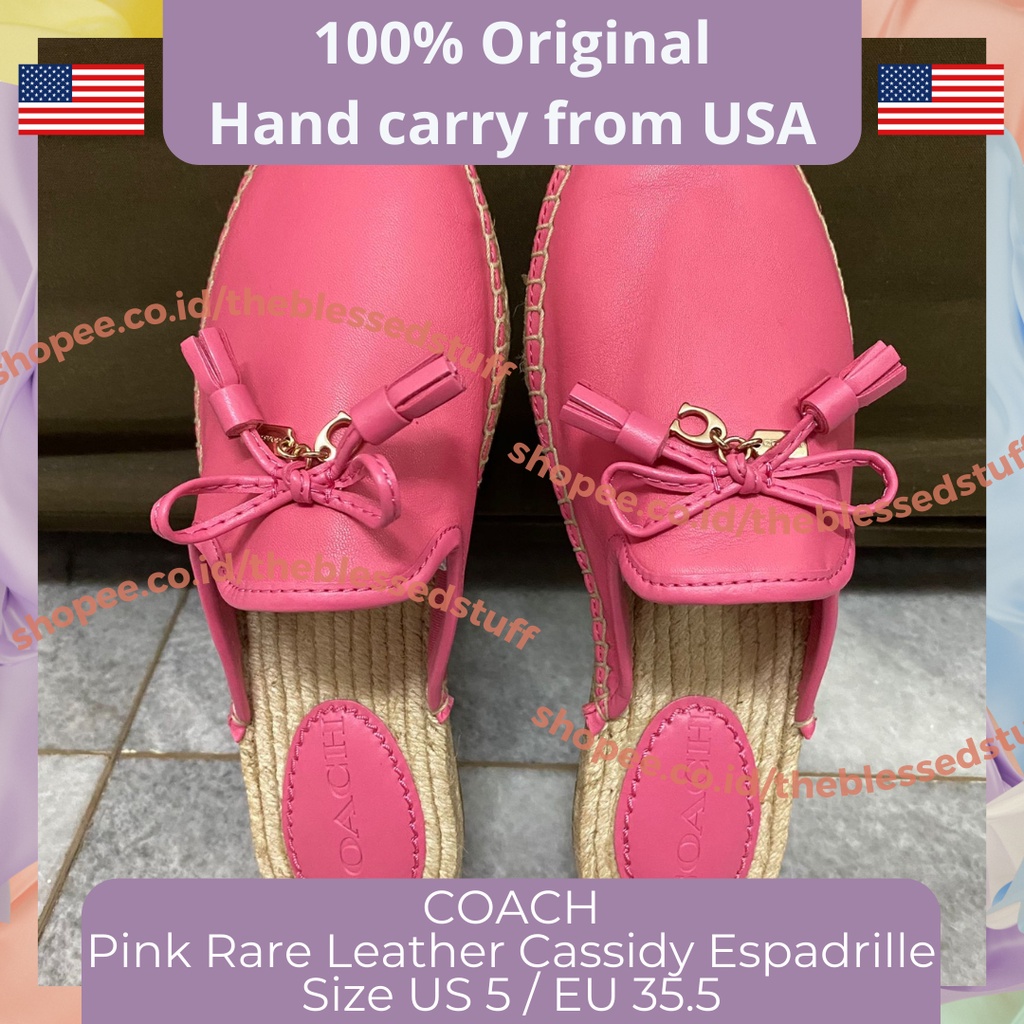 COACH Pink Rare Leather Cassidy Espadrille - 100% Original USA