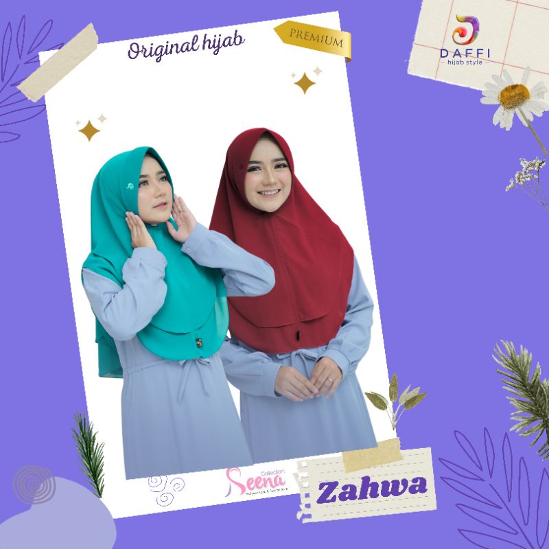 hijab instan zahwa original daffi bahan ceruty babydoll best seller double layer
