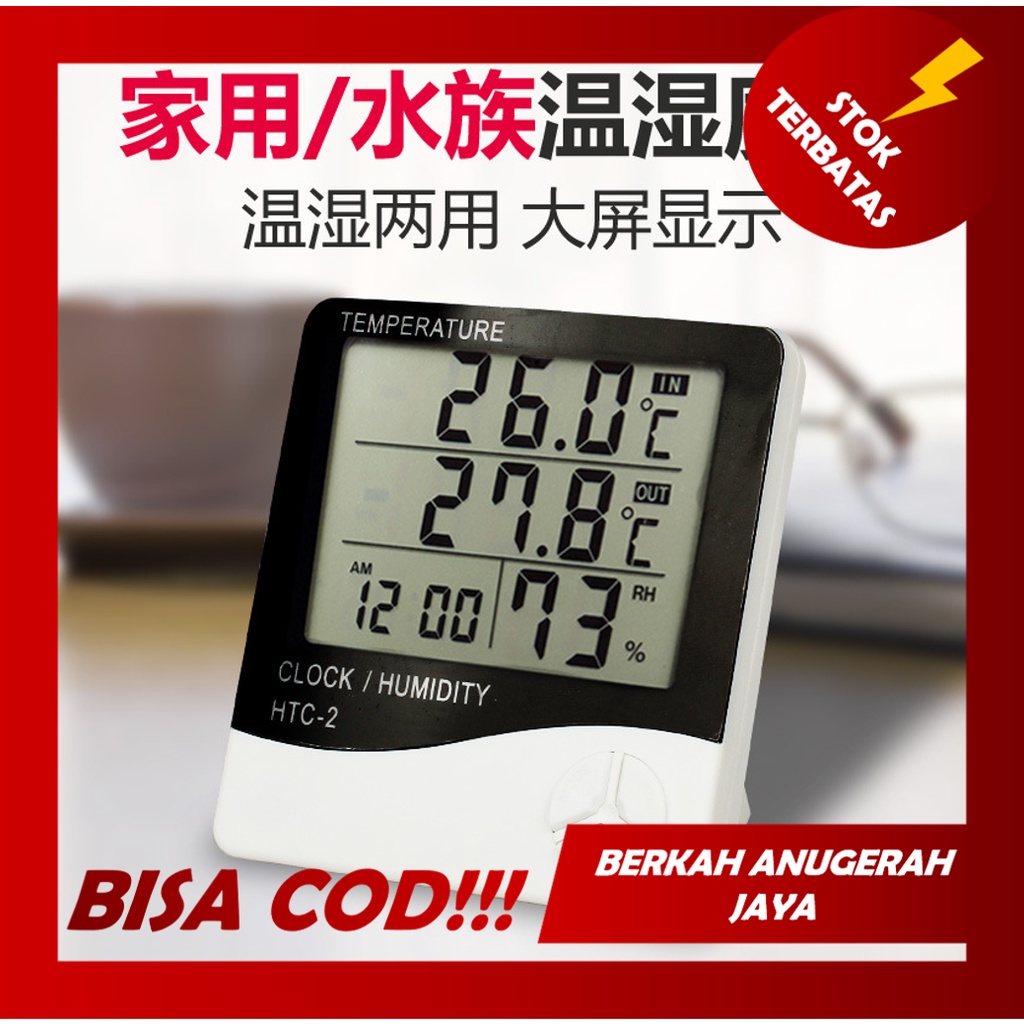 Digital Hygrometer Higrometer Pengukur Suhu dan Kelembapan Ruangan dilengkapi Jam dan Tanggal
