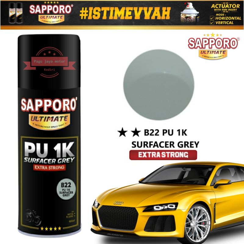 SAPPORO ULTIMATE B22 PU 1K ** surfacer grey 400ml cat semprot spray paint