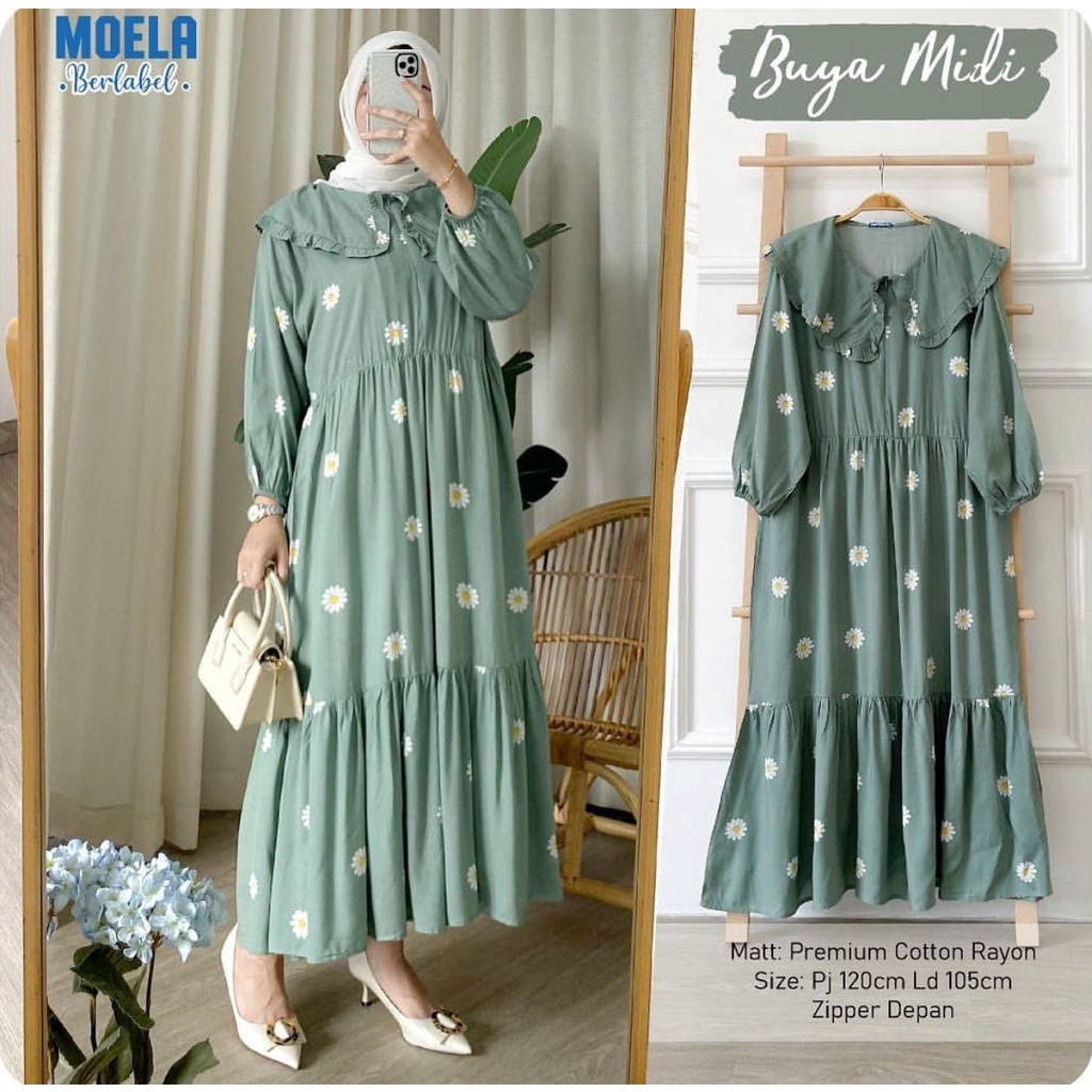 MIDI DRESS KATUN RAYON LD 110 cm MOTIF PREMIUM LONG TUNIK DRESS JUMBO SANSO SABRINA LUCIO TERBARU