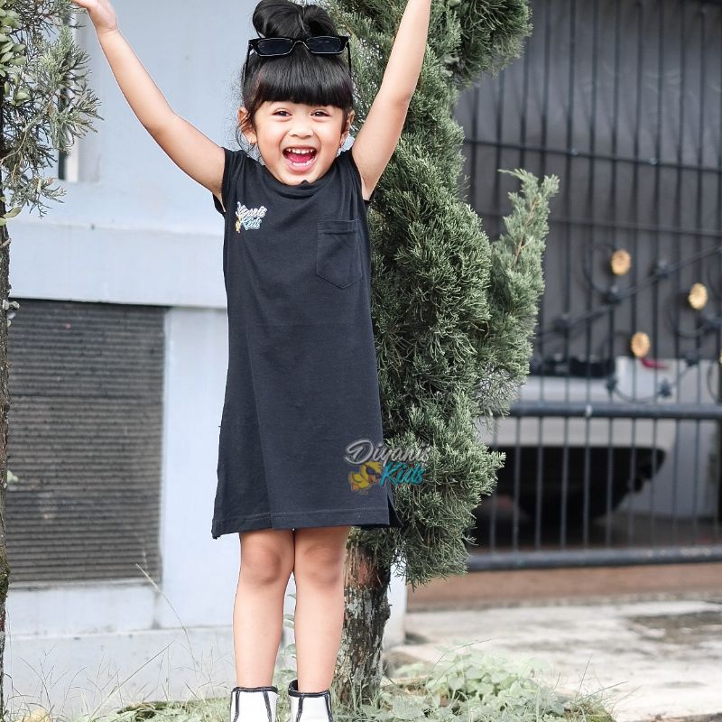 [SHANUM TANPA LENGAN] dress kaos tunik baju anak perempuan polos murah premium usia 2-7 tahun by diyanis kids