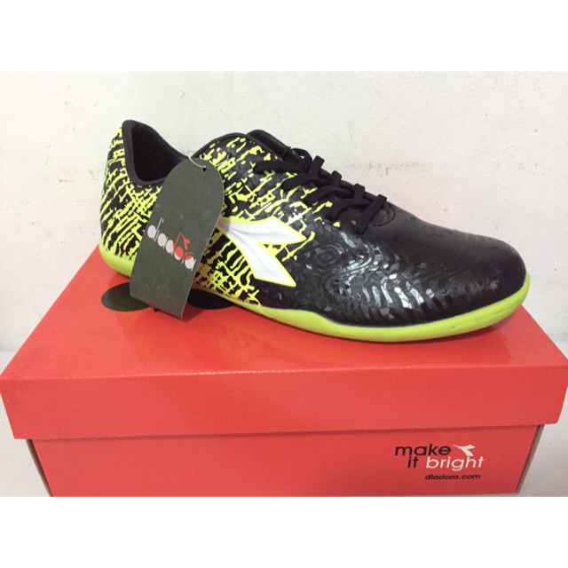 TERMURAH Diadora Edro ID Lime Black Original Sepatu Futsal Pria