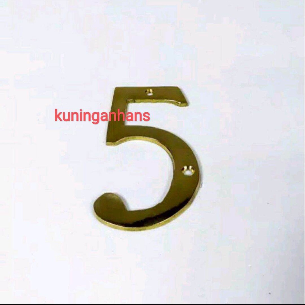 angka 5 nomor rumah / nomor 5 plat kuningan nomor rumah nomor kamar hotel nomor kos perumahan