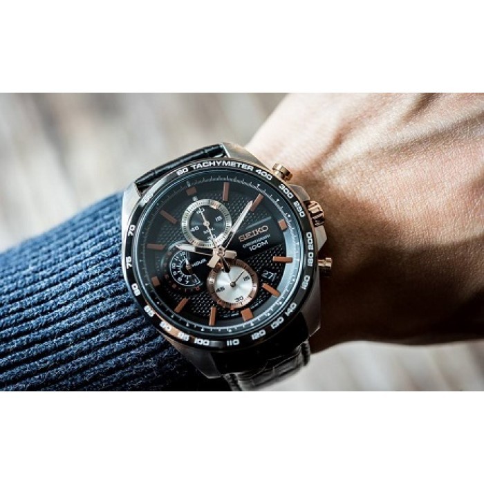 Jual Jam Tangan Pria Seiko Chronograph SSB265P1 Leather Quartz Original  Indonesia|Shopee Indonesia