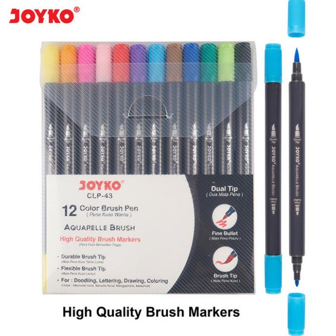 

[[COD]] CLP-43 Color Brush Pen Aquarelle High Quality Brush 12 Colour Joyko STOK TERBATAS Kode 1353