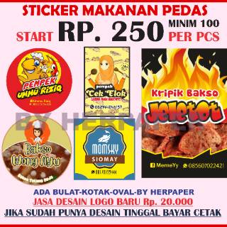 STIKER MAKANAN PEDAS..STIKER SEBLAK.STIKER SAMBAL.STIKER LOGO PRODUK.STIKER BUMBU.STIKER MAKANAN ...