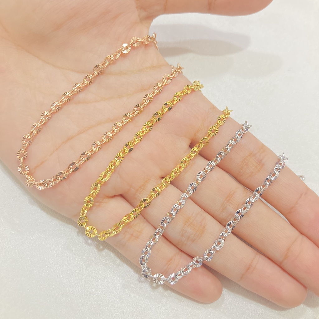 Gelang Rantai Nuri Moitf Titanium Steel Anti Karat Simple Gold / Rose Gold Dewasa