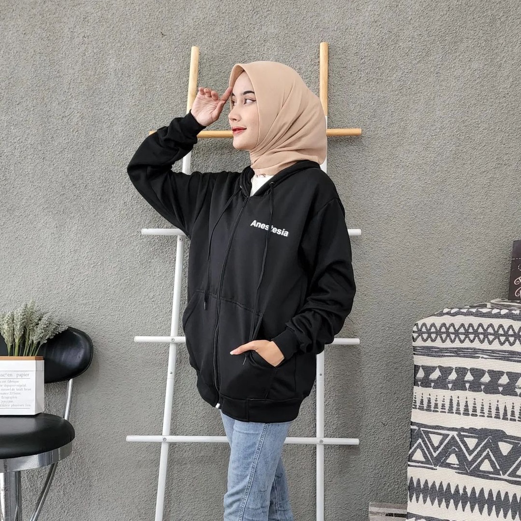 ANESTESIA ZIPPER Hoodie Jacket Sweater Oversize | Outerwear Pria Wanita Terbaru Fashion Terkini Korean Style