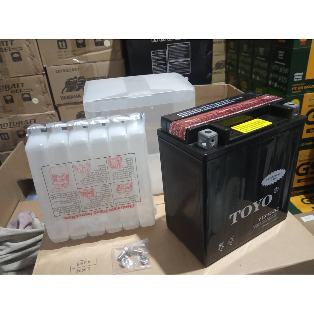 Aki Moge Harley Davidson TOYO YTX16-BS MF AKI KERING 12V 16Ah