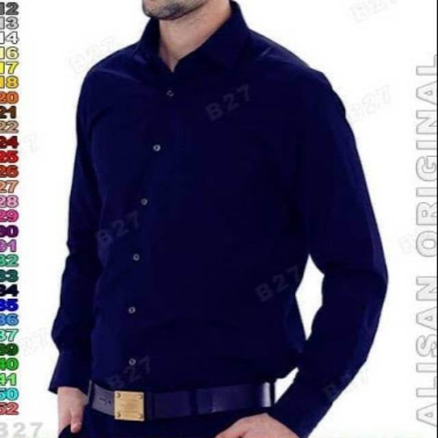 Kemeja formal pria alisan panjang biru dongker/navy original