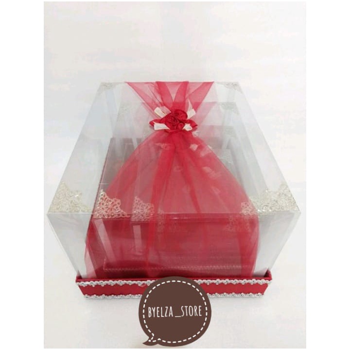 hantaran kotak kue seserahan satuan lis pita mika ukuran 30x30 bok hantaran satuan kotak mhar satuan