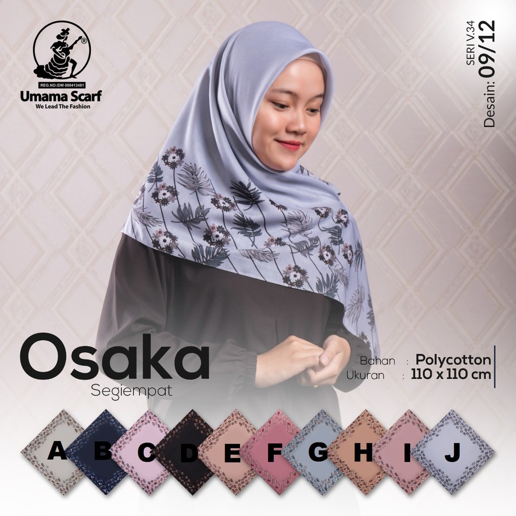 Segi Empat Umama Scarf OSAKA Bebas Pilih Warna dan Motif