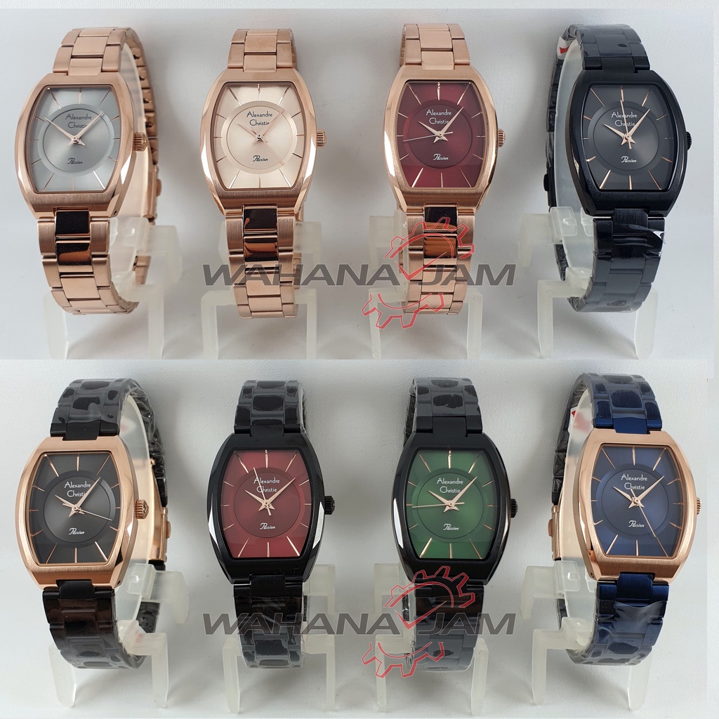 Alexandre Christie AC 2980 LH / Jam Tangan Wanita AC2980 Rantai Oval Alexander Cewek Rosegold Hitam