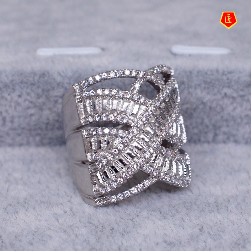 [Ready Stock]Multi-Layer Winding Full Diamond Ring Women's Fashion Luxury