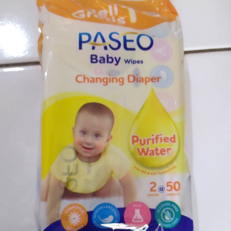 Paseo Baby Wipes Tisue Basah 50's ( buy 1 get1)