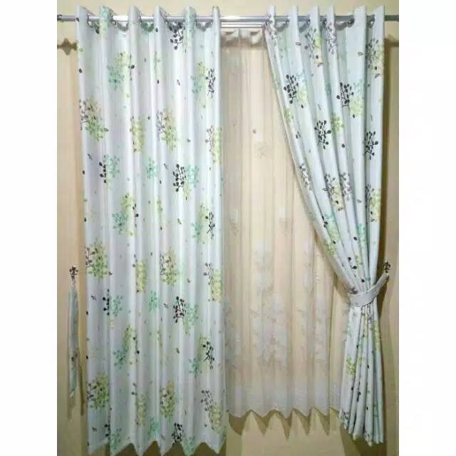 Gorden blackout polos doff bahan serat safron abstrak jendela minimalis pintu