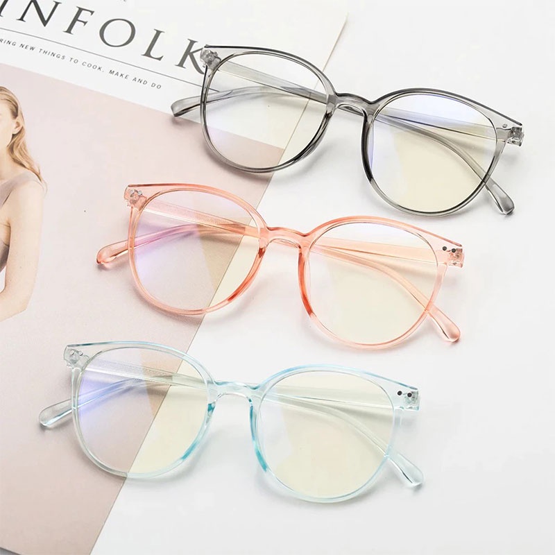 COD Kacamata Korea Wanita Kacamata Anti Radiasi Wanita Fashion Cat Eye retro flat Eyeglasses - PD