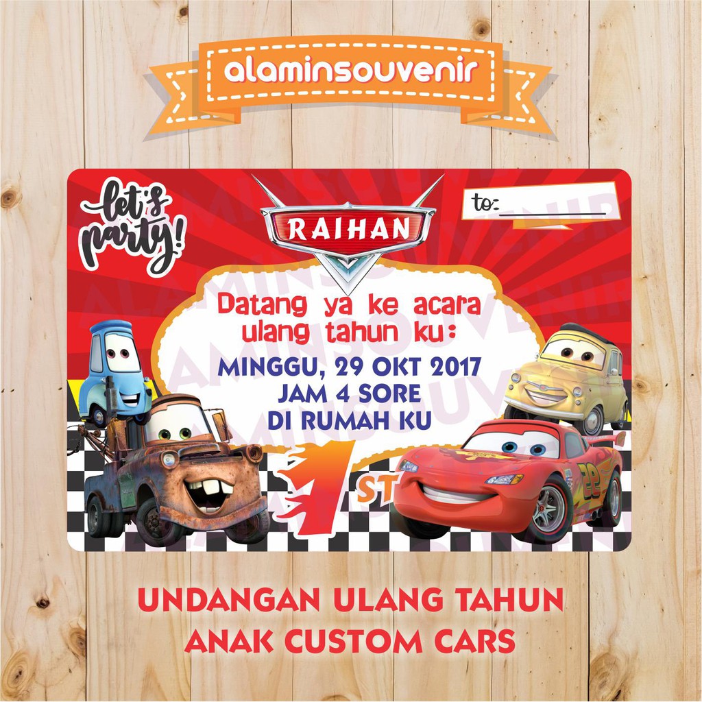 Undangan Ulang Tahun Anak Custom Animasi Cars