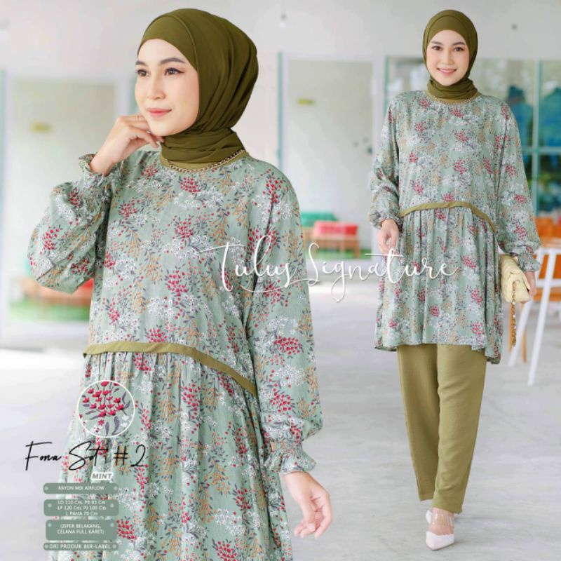 FONA SET #2 BY TULUS SIGNATURE / ONE SET WANITA MUSLIMAH / Setelan baju wanita kekinian