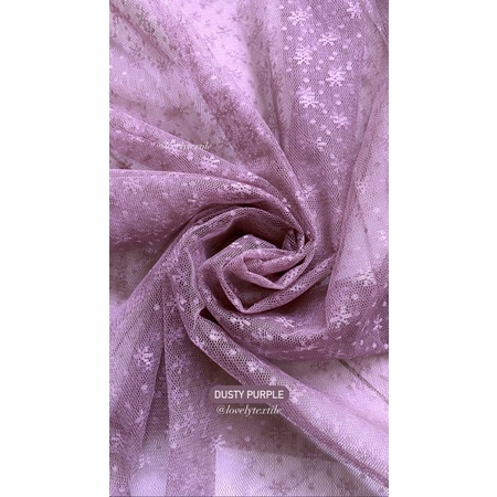 Kain Tile Salju Bintang Tille Dot TULLE SNOW FLAKES Kain Kebaya Brokat Tile-Dusty purple