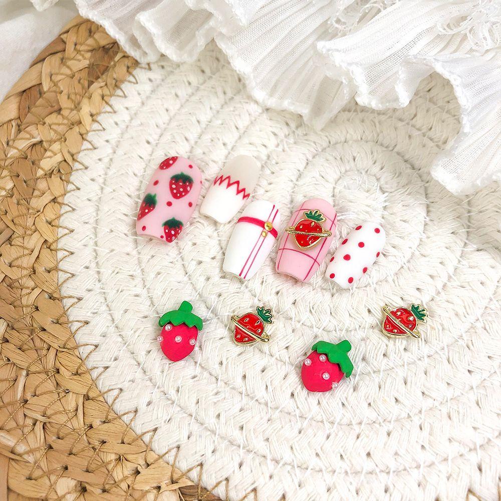 Mxbeauty 3D Dekorasi Nail Art Warna-Warni Peri Cinta Strawberry Peach Bunga Hiasan Kuku DIY
