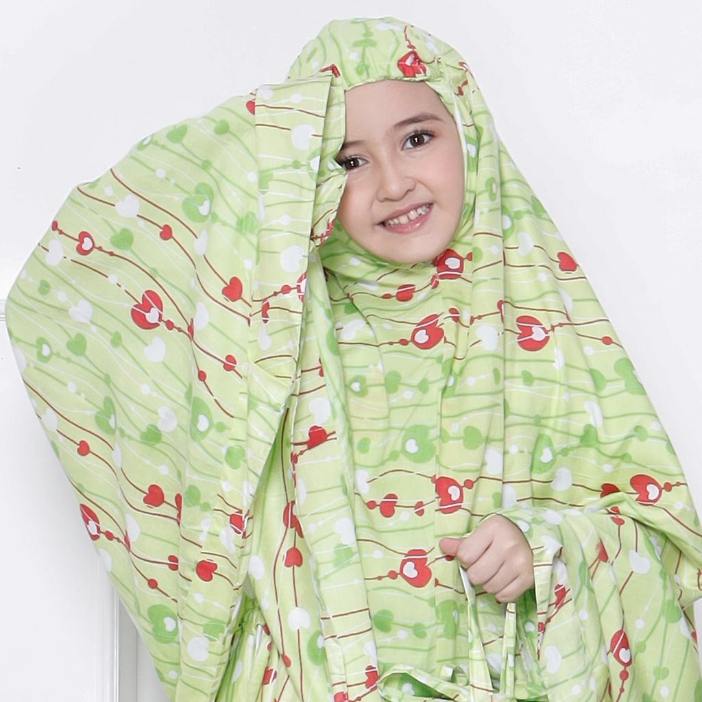 Mukena Anak Rayon Bali Premium Summer Love aksen rempel 5-8th