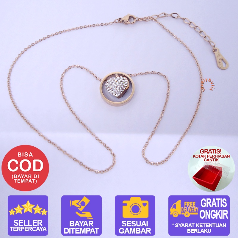 Lovelybutik - Kalung Titanium Anti Karat Selamanya Lisa New Kalung Wanita Titanium Ukuran 45 cm BONUS KOTAK PERHIASAN