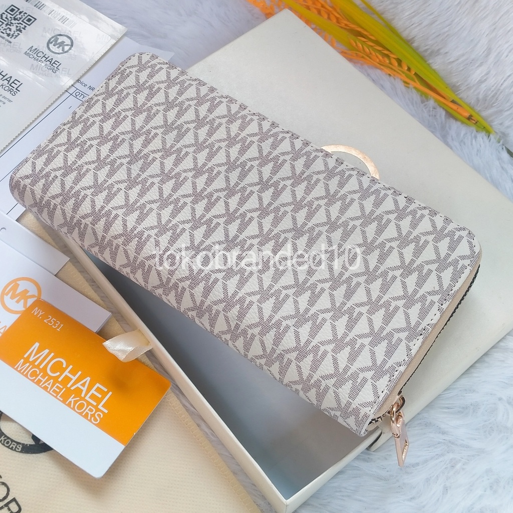 DOMPET WANITA EMKA M1CHAEL K0RS RESLETING LONG WALLET FREE BOX+PAPERBAG