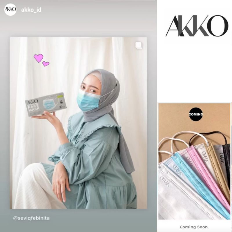 MASKER AKKO TEBAL EARLOOP LADY PINK 3PLY KEMENKES ORIGINAL