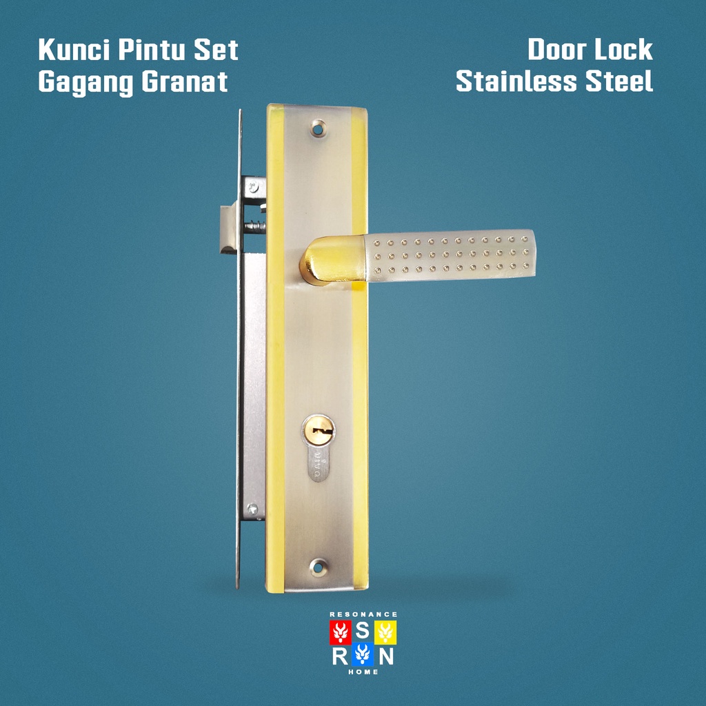 Kunci Pintu Besar Gagang Granat GOLD / Silinder Full Set Resonance Home