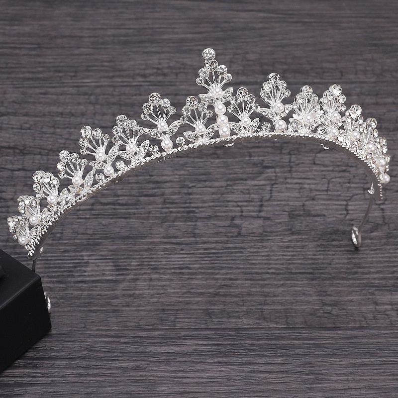 Mahkota Dua Warna Bahan Alloy Aksen Mutiara Imitasi Untuk Aksesoris Rambut Pengantin
