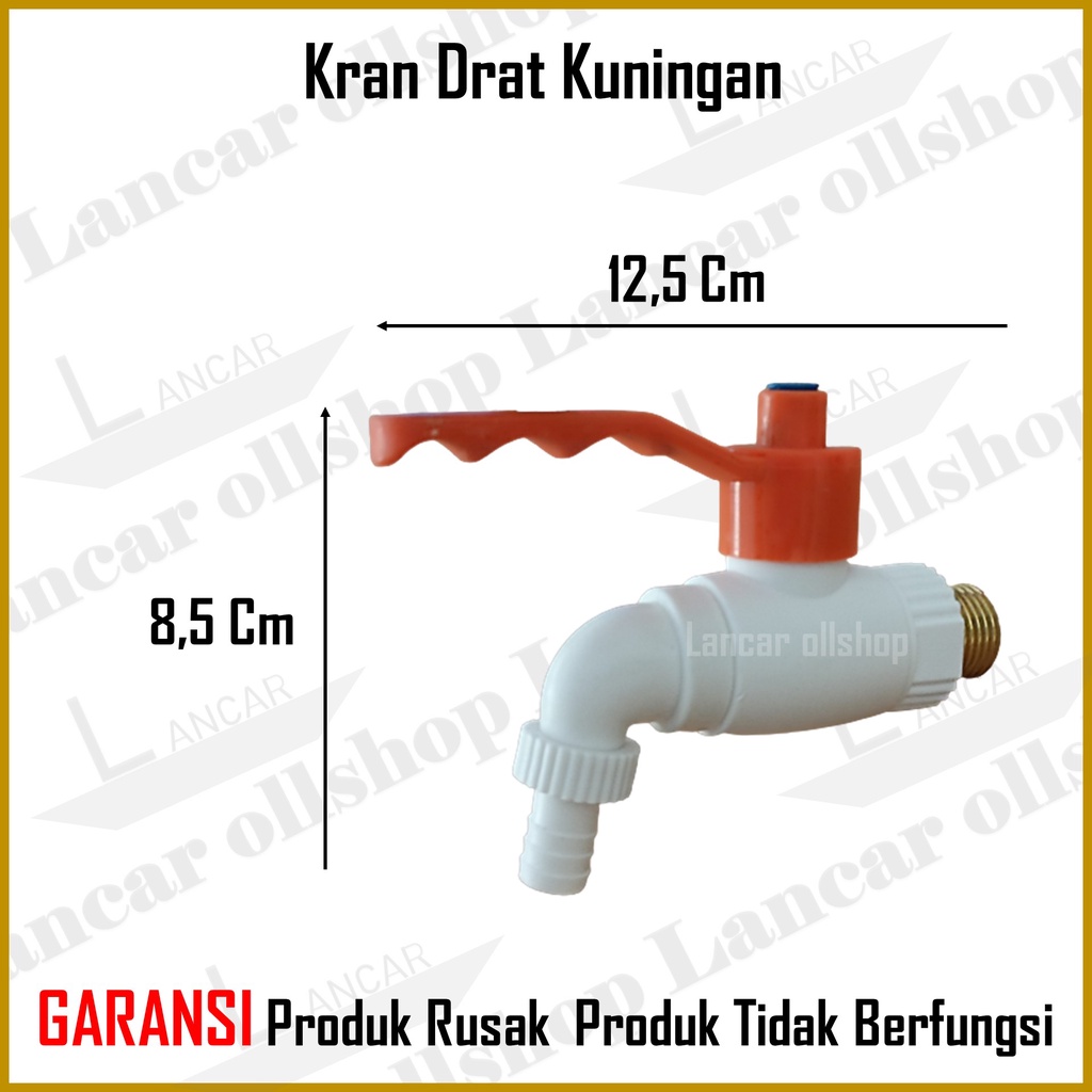 Kran Air PVC Jumbo Drat Kuningan 1/2 / Keran Kran Air Tembok Taman Plastik Murah