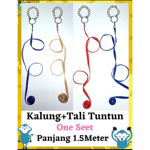 Set kalung + tali tuntun hewan monyet