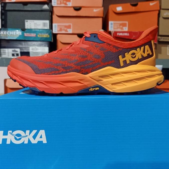 SEPATU LARI PRIA TRAIL HOKA ONE ONE SPEEDGOAT 5 WIDE 2E RED ORIGINAL