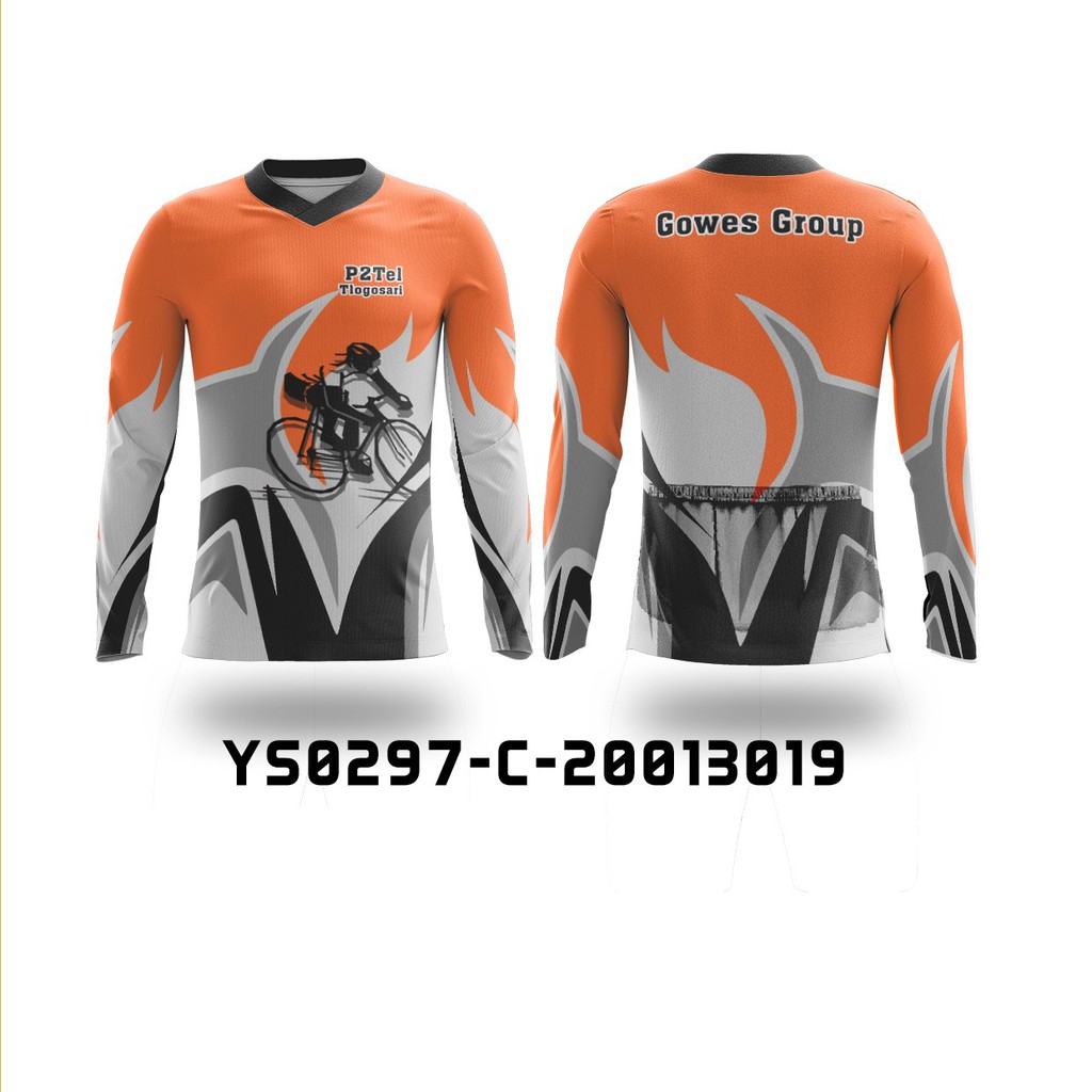 Kaos Jersey Sepeda Panjang orange freenickname