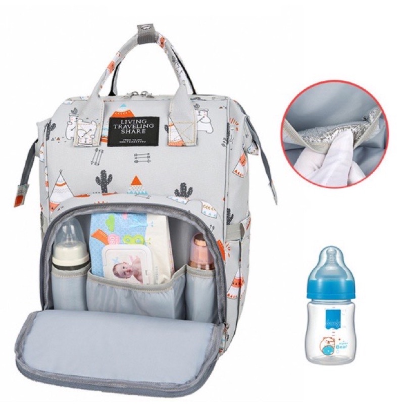 Mommy Bag /Tas Popok /Tas Bayi Ransel Besar WATER RESISTANT perlengkapan Bayi Motif BABY