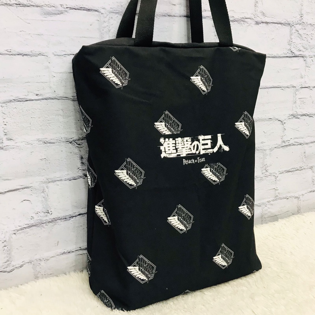 Totebag Premium SNK Black Attack on Titan Tas Anime