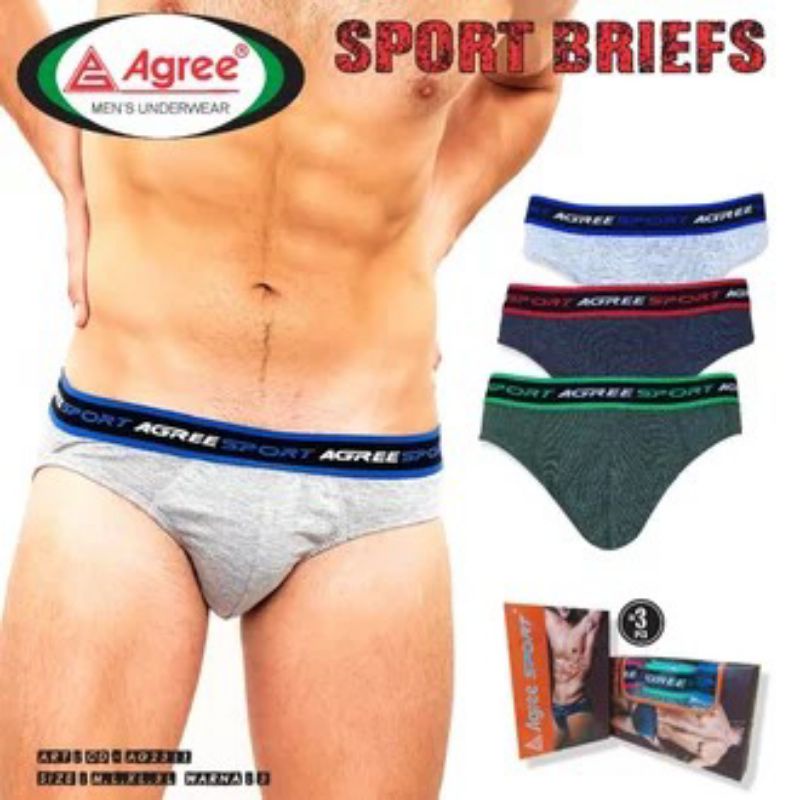 [ 1Box Isi 3 ] CD Agree Pria 2311 Karet Boxer