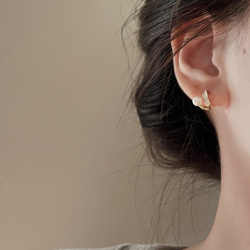 Hello Girl Anting Tusuk Silver S925 Desain Simple Hias Mutiara Gaya Korea Untuk Wanita