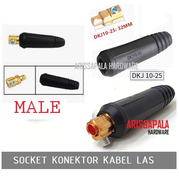 Konektor Kabel Las Soket Las Male Cowo Socket Connector Las DKJ10 - 25 mm Mesin Las