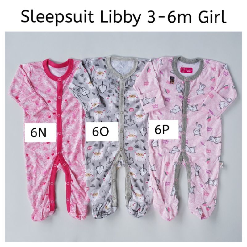 SATUAN PILIH MOTIF Sleepsuit Libby Baby Premium Baju Bayi Girl Size 3 6 9 Bulan